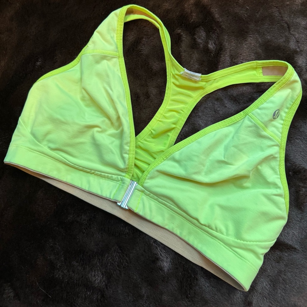 LULULEMON Lift & Separate Front Clasp Sports Bra 36D Ray - neon Yellow